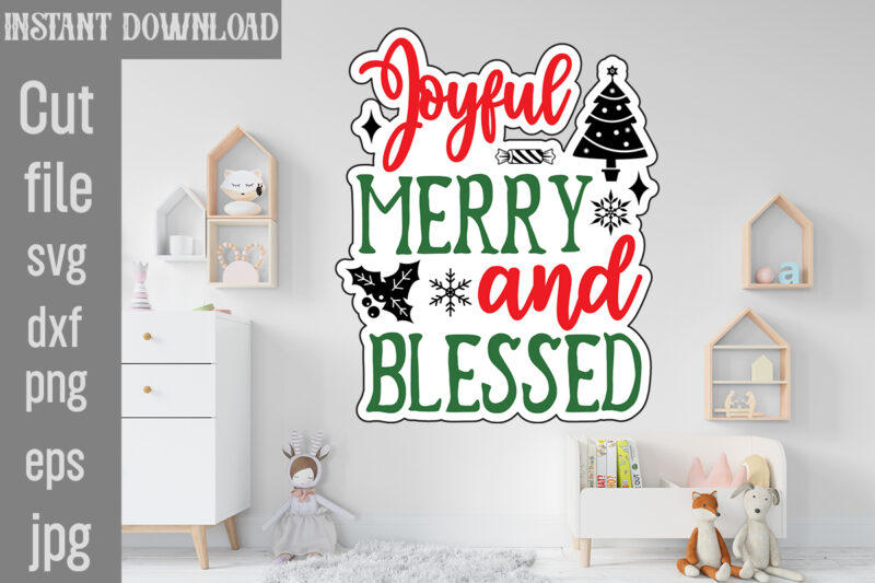 Christmas Stickers Bundle,Christmas T-Shirt Bundle , On sell Designs, Big Sell Designs,Christmas Vector T-Shirt Design , Santa Vector T-Shir