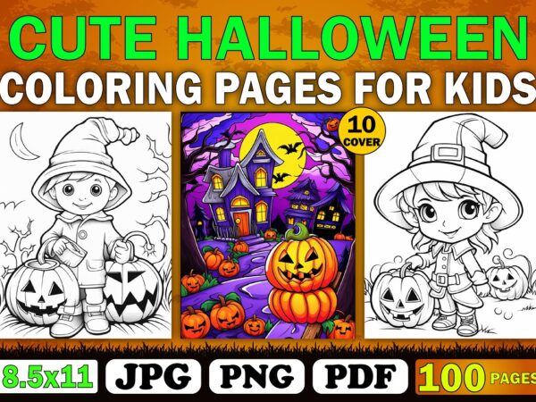 Cute halloween coloring book for kid 3 t shirt vector file