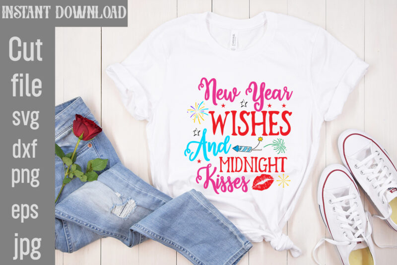 Happy New Year T-shirt Designs Bundle,20 Designs,Happy New Year SVG Bundle, Hello 2024 Svg, New Year Decoration, New Year Sign,