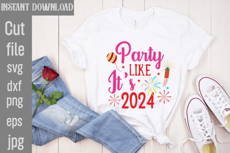 Happy New Year T-shirt Designs Bundle,20 Designs,Happy New Year SVG Bundle, Hello 2024 Svg, New Year Decoration, New Year Sign,