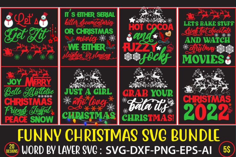 Christmas T-shirt Bundle ,60 Designs On sell Designs, Big Sell Designs,Christmas Vector T-Shirt Design ,