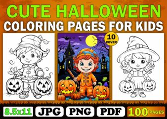 Cute Halloween Coloring Book For Kid 4 t shirt vector file