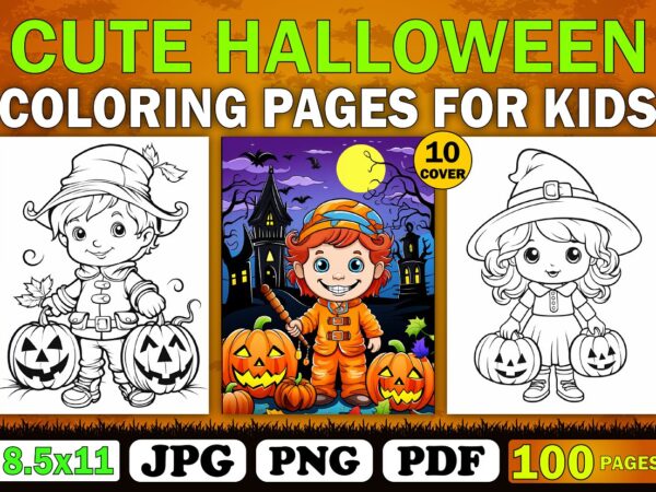 Cute halloween coloring book for kid 4 t shirt vector file