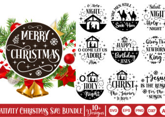 Nativity Christmas Svg Bundle, Christian Round Ornaments, Nativity Christmas T-Shirt Bundle, Dog Christmas Round SVG, Dog Christmas SVG, Dog
