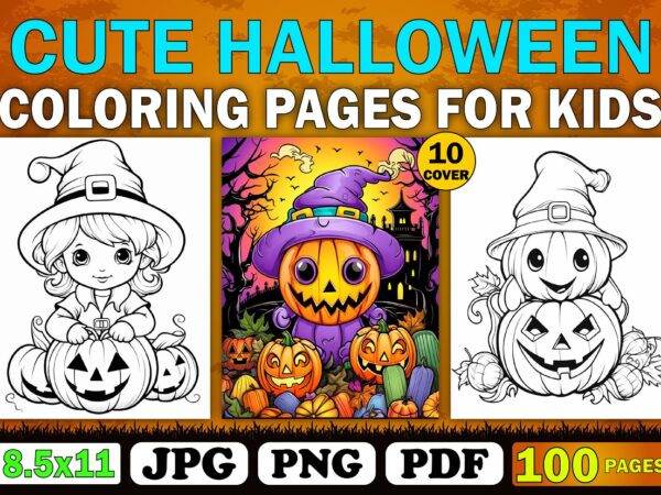 Cute halloween coloring book for kid 5 t shirt vector file