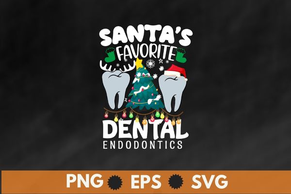 Funny Santa’s Favorite dental endodontics Christmas Santa Hat T-Shirt design vector, dental endodontics, Christmas, Santa