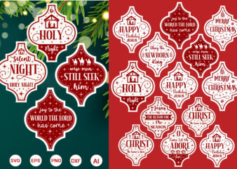 Arabesque Christmas Ornament SVG Bundle, Nativity Christmas Svg Bundle, Christian Round Ornaments, Nativity Christmas SVG Design, Arabesqu