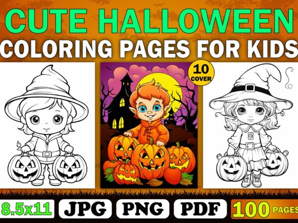 Cute halloween coloring book for kid 7 t shirt vector file