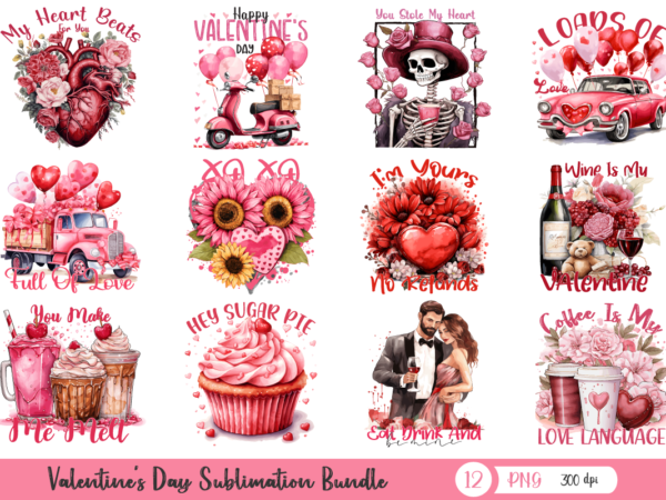 Valentine’s day png sublimation bundle, valentine shirts t shirt vector art