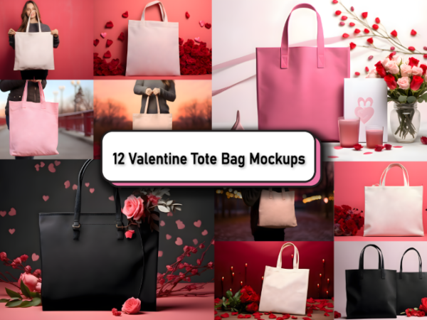 Valentines day tote bag mockup bundle t shirt vector art