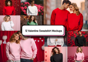 Valentine Gildan 18000 Mockup Bundle, Valentine Sweatshirt Mockups