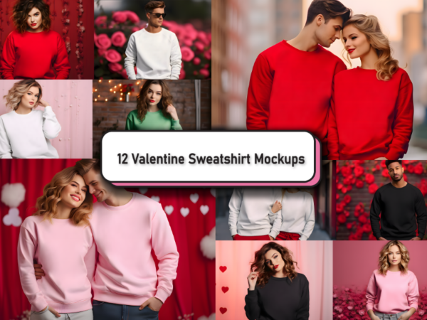 Valentine gildan 18000 mockup bundle, valentine sweatshirt mockups