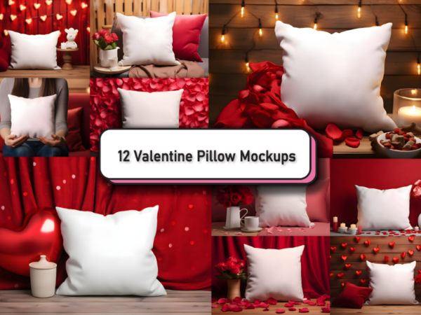 Valentines day pillow mockup bundle t shirt vector art