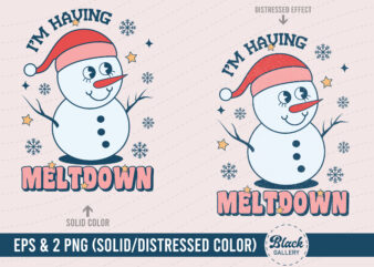 Retro Winter Snowman Sublimation PNG & EPS