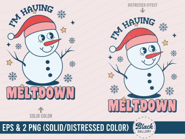 Retro winter snowman sublimation png & eps t shirt design online
