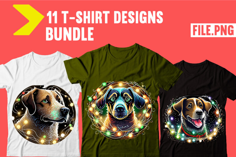 Dog Christmas Lights T-shirt Bundle,21 Designs,On sell Design, Big Sell Design,Corgi T-shirt Design,Dog,Mega,SVG,,T-shrt,Bundle