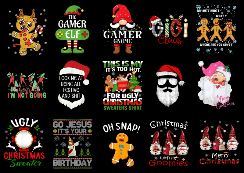 15 Christmas Shirt Designs Bundle For Commercial Use Part 23, Christmas T-shirt, Christmas png file, Christmas digital file, Christmas gift,