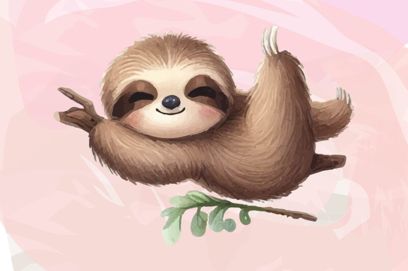 Sloth Animals Watercolor PNG Clipart