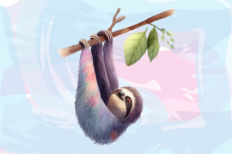 Sloth Animals Watercolor PNG Clipart