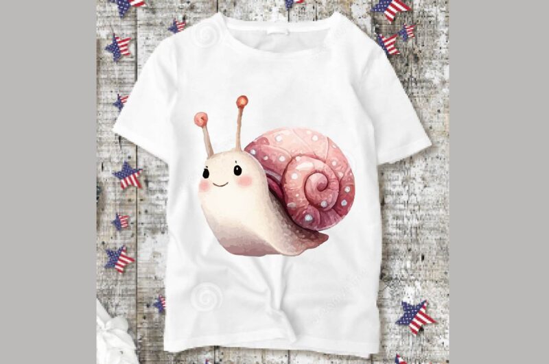 Cute Snails Watercolor PNG Sublimation Bundle