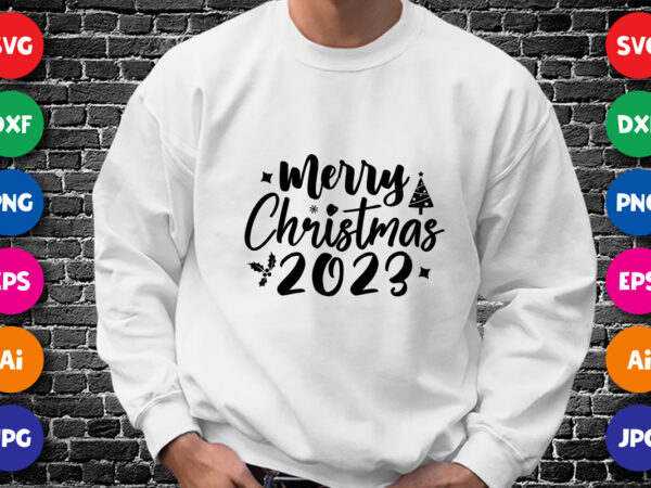 Merry christmas 2023 shirt design print template