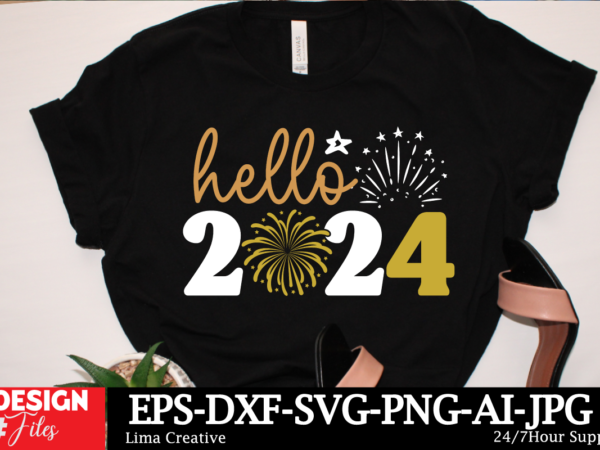 Hello 2024 svg cut file ,new year sublimation, happy new year svg design,new year sublimation png