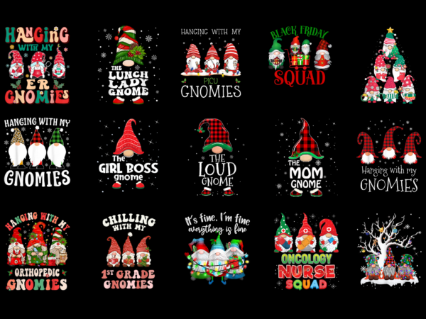 15 christmas gnome shirt designs bundle for commercial use part 2, christmas gnome t-shirt, christmas gnome png file, christmas gnome digita