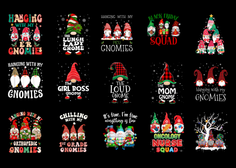 15 Christmas Gnome Shirt Designs Bundle For Commercial Use Part 2, Christmas Gnome T-shirt, Christmas Gnome png file, Christmas Gnome digita