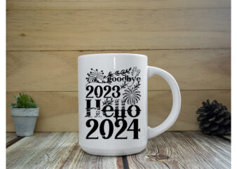 goodbye 2023 Hello 2024 SVG Cut File , goodbye 2023 Hello 2024 T-shirt Design ,goodbye 2023 Hello 2024 Vector Design , New Year Design .