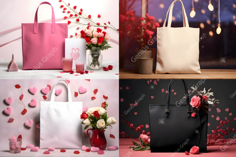 Valentines Day Tote Bag Mockup Bundle