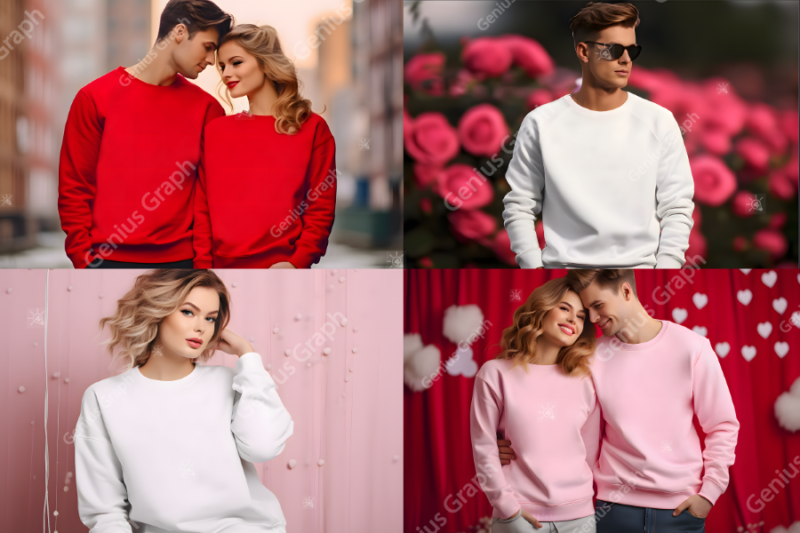 Valentine Gildan 18000 Mockup Bundle, Valentine Sweatshirt Mockups