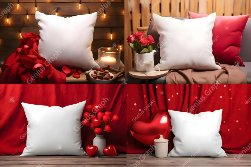 Valentines Day Pillow Mockup Bundle