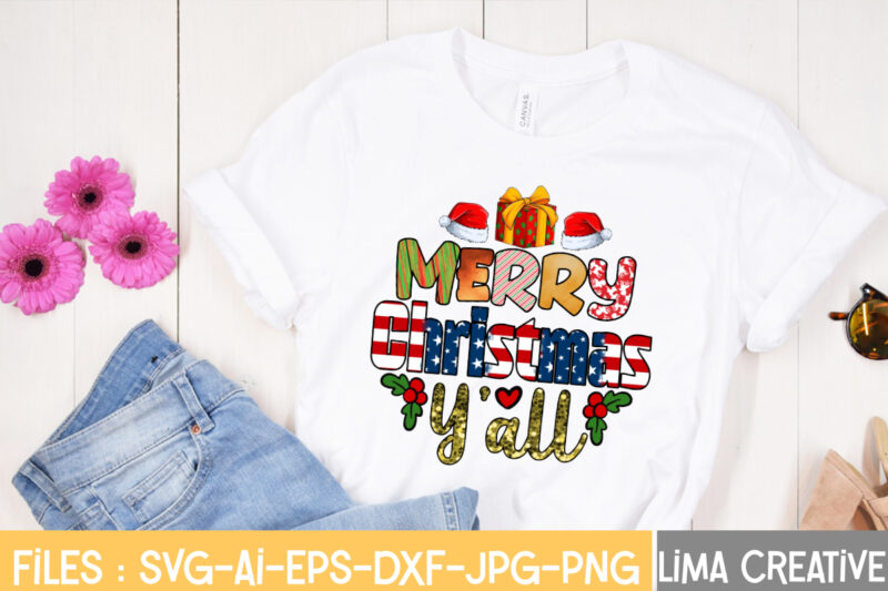 Merry Christmas Yall Sublimation PNG ,Christmas Sublimation Design