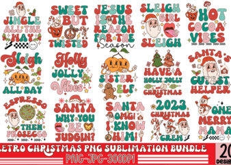 Retro Christmas PNG Sublimation Bundle,20 Designs,on Sell Design,Big Sell Design,Png Bundle,Christmas T-shirt Designs