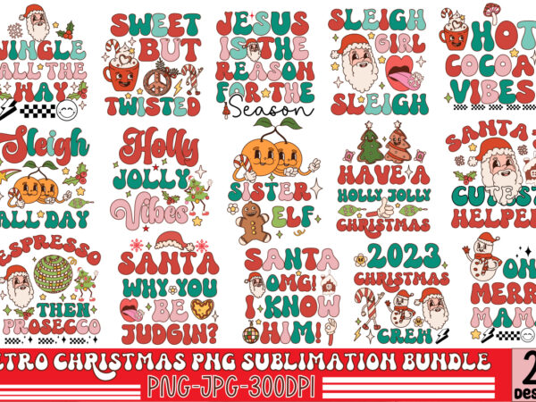 Retro christmas png sublimation bundle,20 designs,on sell design,big sell design,png bundle,christmas t-shirt designs