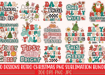 Retro Christmas PNG Sublimation Bundle,20 Designs,on Sell Design,Big Sell Design,Png Bundle,Christmas T-shirt Designs