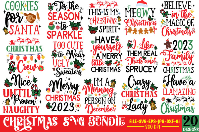 Christmas T-shirt Designs Bundle, 20 Designs,On Sell Designs,Christmas Designs Bundle,Christmas SVG Design, Christmas Tree Bundle, Christmas