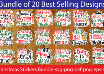 Christmas Stickers Bundle,Christmas T-Shirt Bundle , On sell Designs, Big Sell Designs,Christmas Vector T-Shirt Design , Santa Vector T-Shir