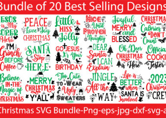 2023 Christmas T-shirt Bundle , 20 Designs ,On sell Designs, Big Sell Designs,Christmas Vector T-Shirt Design , Santa Vector T-Shir