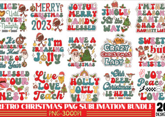 Retro Christmas PNG Sublimation Bundle,20 Designs,on Sell Design,Big Sell Design,Png Bundle,Christmas T-shirt Designs