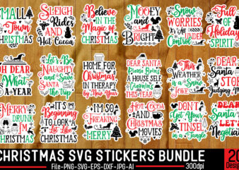 Christmas Sticker Designs Bundle, 20 Designs,On Sell Designs,Christmas Designs Bundle,Christmas SVG Design, Christmas Tree Bundle, Christmas