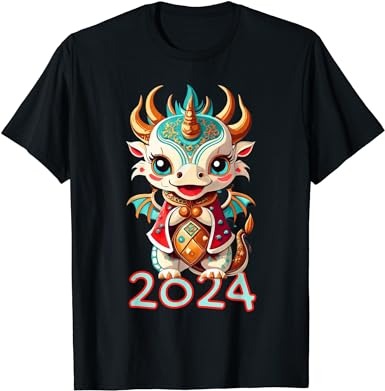 2024 chinese new year dragon apparel for women and girls t-shirt