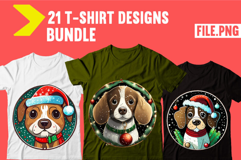 Cute Dog ChristmasT-shirt Bundle,21 Designs,On sell Design, Big Sell Design,Corgi T-shirt Design,Dog,Mega,SVG,,T-shrt,Bundle