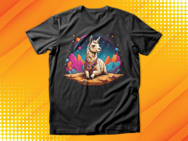 Llama on the moon t-shirt