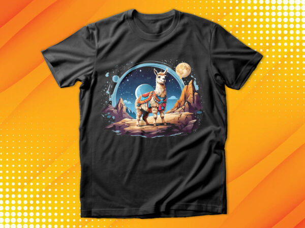 Llama on the moon t-shirt