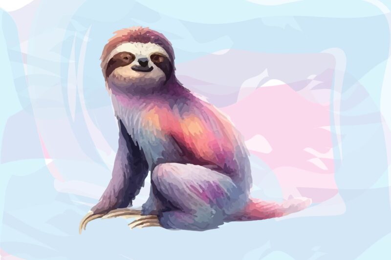 Sloth Animals Watercolor PNG Clipart