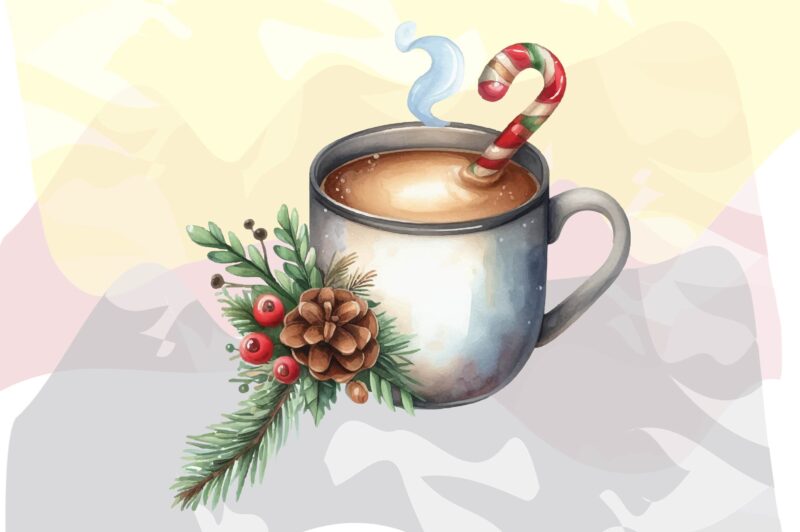 Watercolor Christmas Coffee PNG Sublimation Bundle