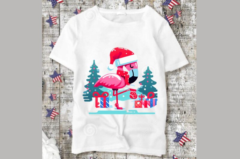 Watercolor Flamingo Christmas PNG Sublimation Bundle