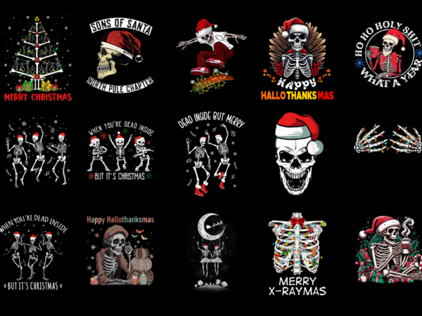 15 skeleton christmas shirt designs bundle for commercial use part 2, skeleton christmas t-shirt, skeleton christmas png file, skeleton chri