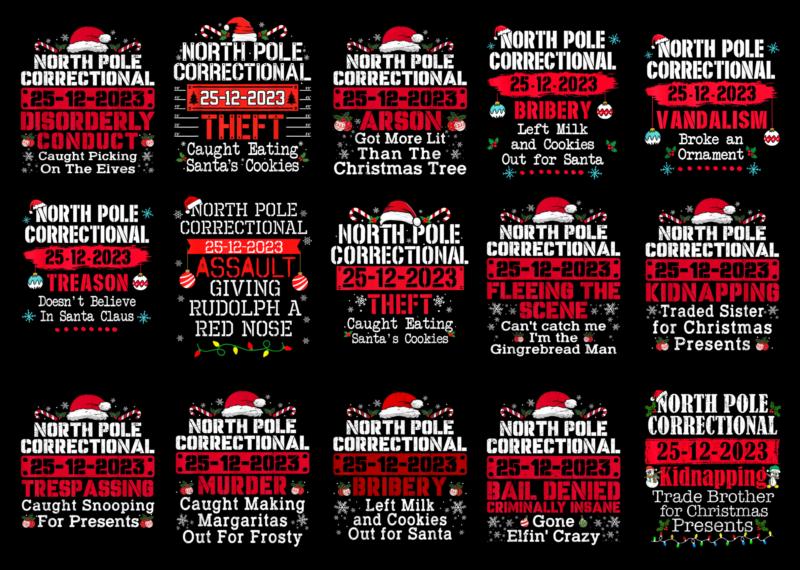 15 North Pole Correctional Shirt Designs Bundle For Commercial Use Part 3, North Pole Correctional T-shirt, North Pole Correctional png file